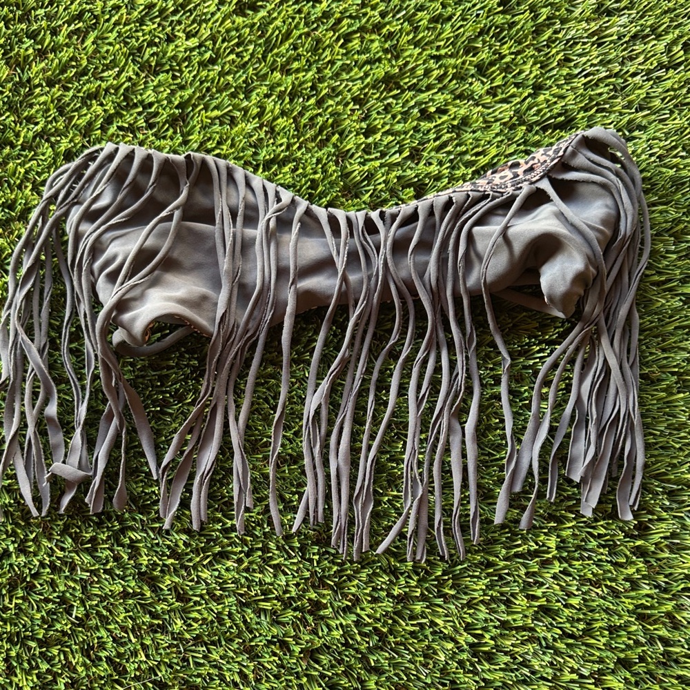 Acacia Swimwear Gray Fringe Bandeau Bikini
